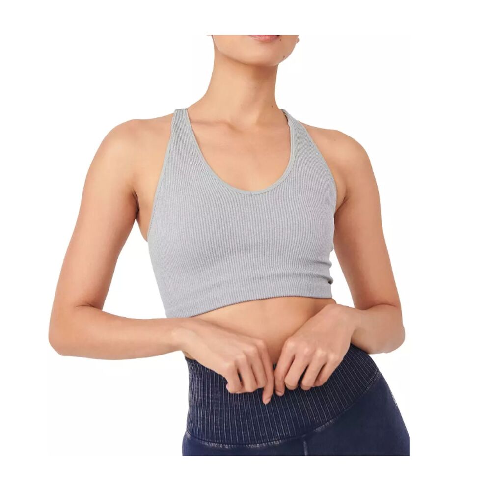 Women FP Movement Free Throw Ribbed Crop Tank in Heathered Gray Size Large